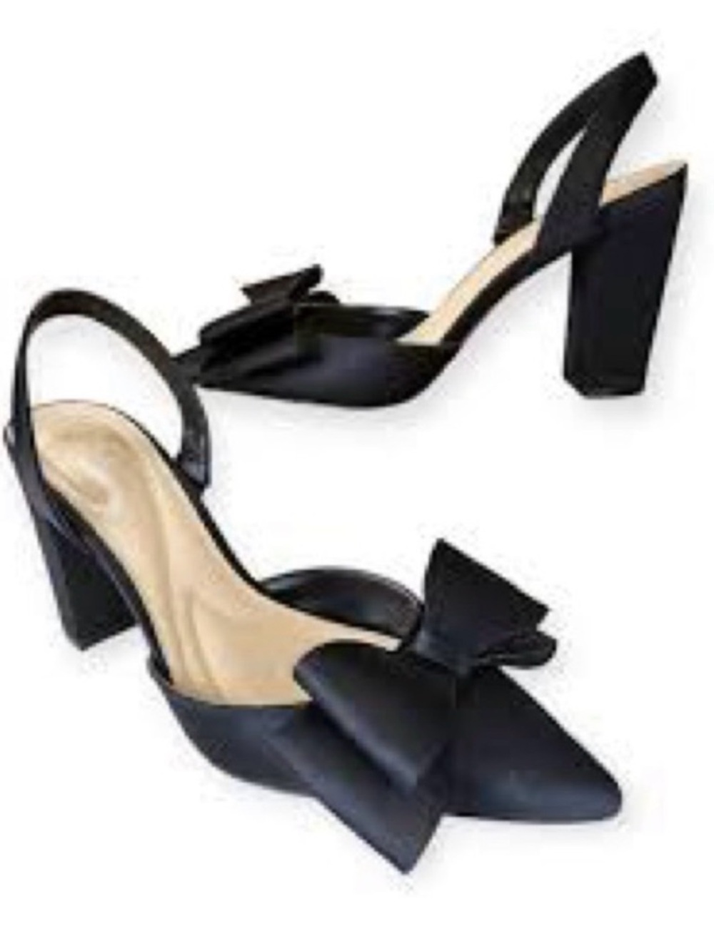 Jessica Simpson Black Bow Pointed-Toe Slingback Heels